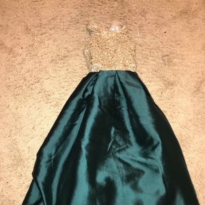 green and gold Christmas dress